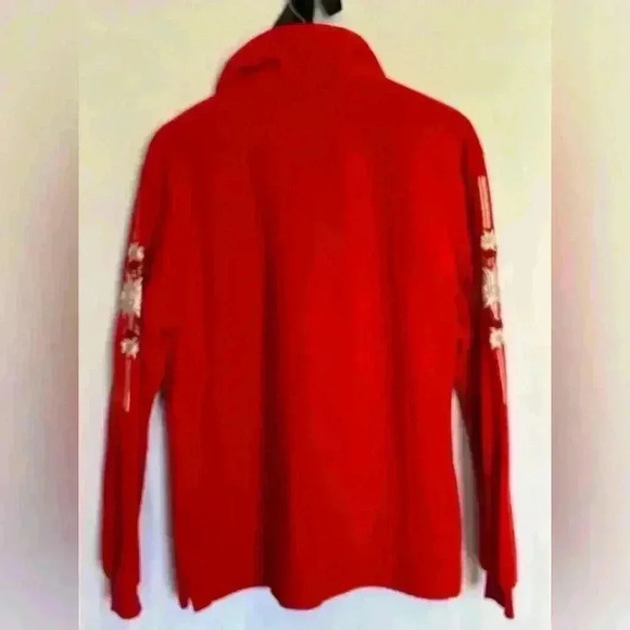 Vintage Bogner Pullover Fleece Jacket Embroidered Floral Red Size Medium - Picture 7 of 7
